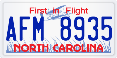 NC license plate AFM8935