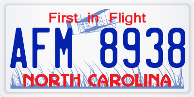 NC license plate AFM8938