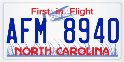NC license plate AFM8940