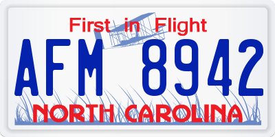 NC license plate AFM8942