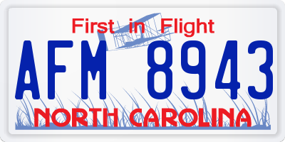 NC license plate AFM8943