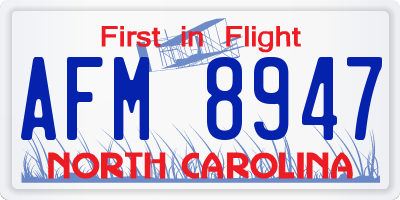 NC license plate AFM8947