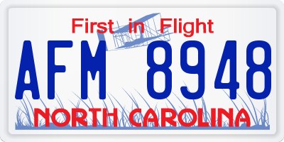NC license plate AFM8948