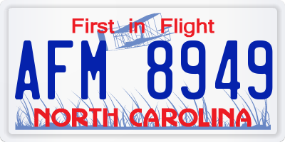 NC license plate AFM8949