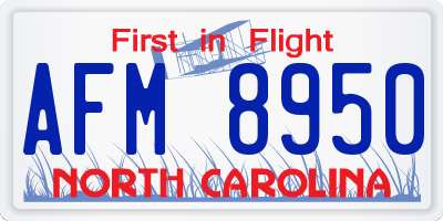 NC license plate AFM8950