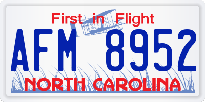 NC license plate AFM8952