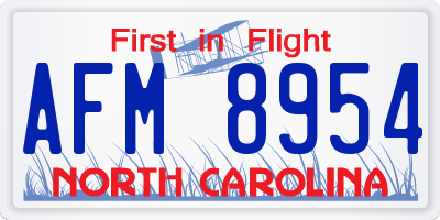 NC license plate AFM8954