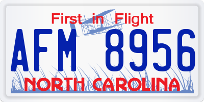 NC license plate AFM8956