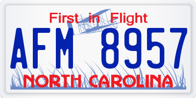 NC license plate AFM8957