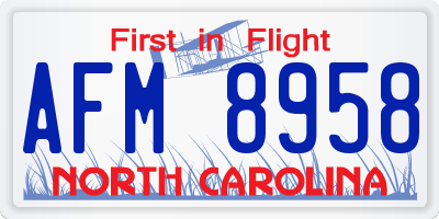 NC license plate AFM8958