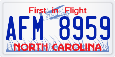 NC license plate AFM8959
