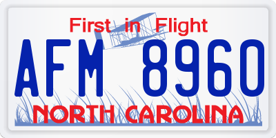 NC license plate AFM8960