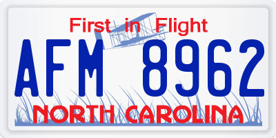 NC license plate AFM8962