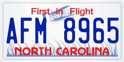 NC license plate AFM8965