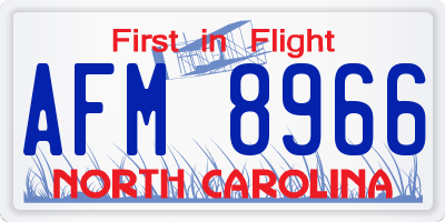 NC license plate AFM8966
