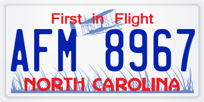 NC license plate AFM8967