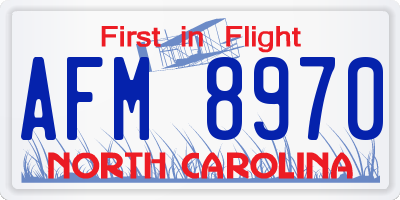 NC license plate AFM8970