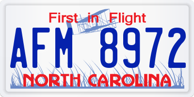 NC license plate AFM8972