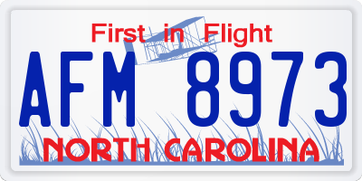 NC license plate AFM8973