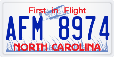 NC license plate AFM8974