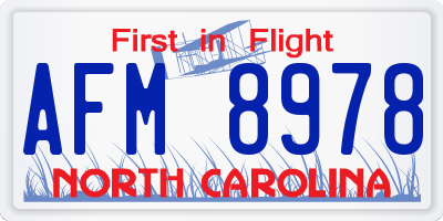 NC license plate AFM8978