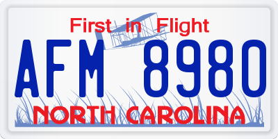 NC license plate AFM8980