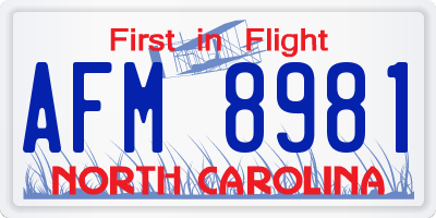 NC license plate AFM8981