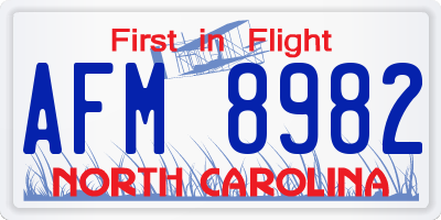 NC license plate AFM8982