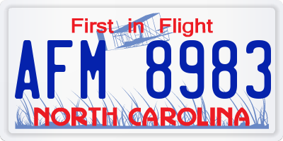 NC license plate AFM8983
