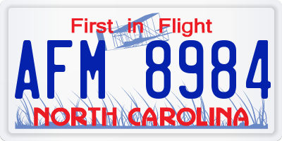 NC license plate AFM8984