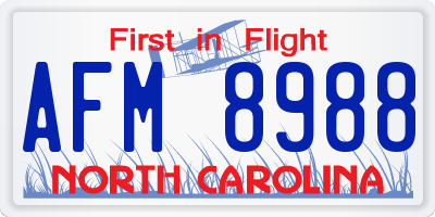 NC license plate AFM8988