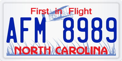 NC license plate AFM8989