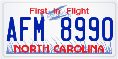 NC license plate AFM8990