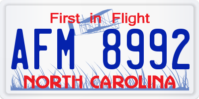 NC license plate AFM8992