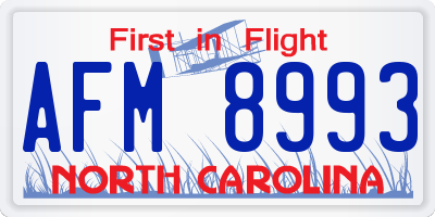 NC license plate AFM8993