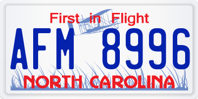 NC license plate AFM8996