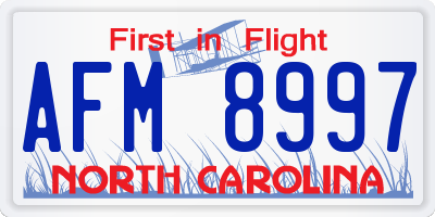 NC license plate AFM8997