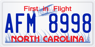 NC license plate AFM8998