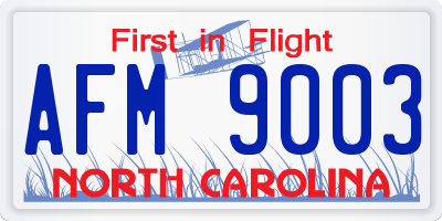 NC license plate AFM9003
