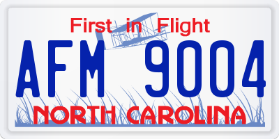 NC license plate AFM9004