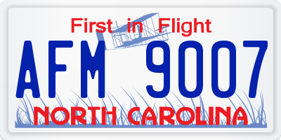 NC license plate AFM9007