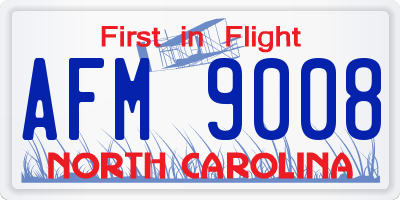 NC license plate AFM9008