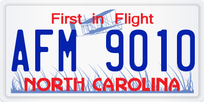 NC license plate AFM9010