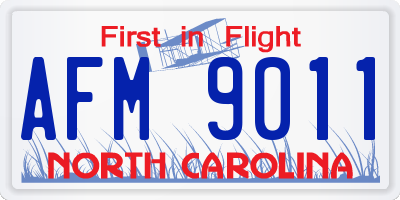 NC license plate AFM9011