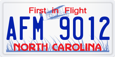 NC license plate AFM9012