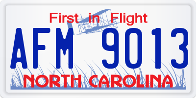 NC license plate AFM9013
