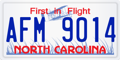 NC license plate AFM9014