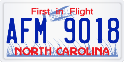NC license plate AFM9018
