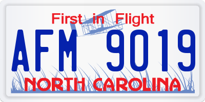 NC license plate AFM9019