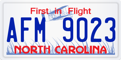 NC license plate AFM9023